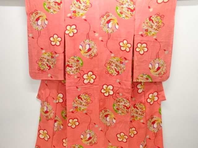 アンティーク　紋錦紗鈴にねじり花模様着物